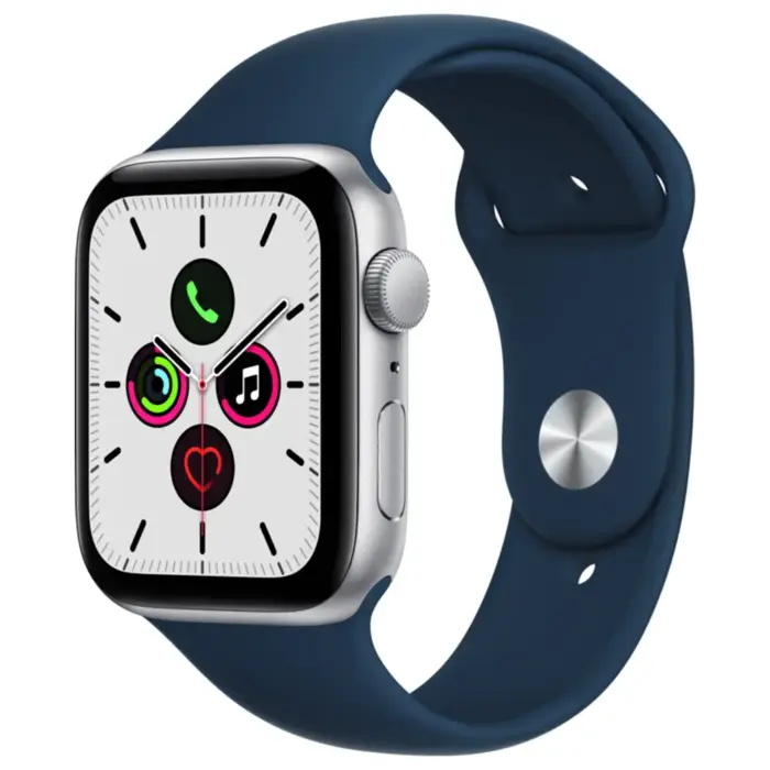 Apple Watch SE GPS, 44mm Silver Aluminium Case with Abyss Blue Sport Band - Regular